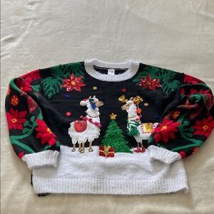 Holiday Time Llama Sweater - Black, Red, Green